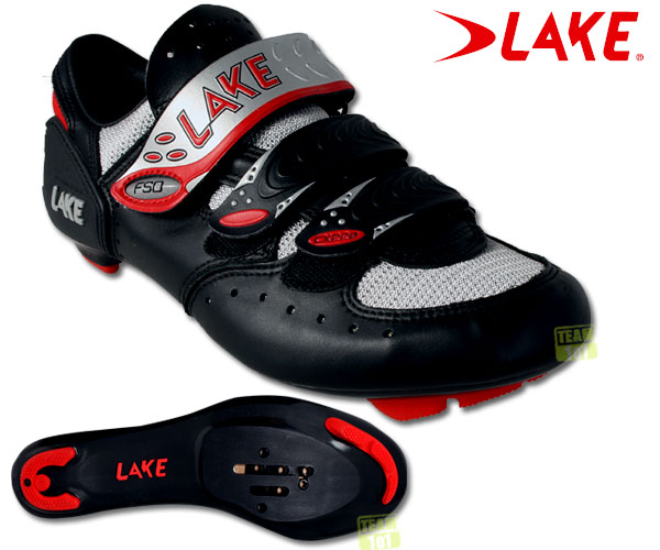 LAKE Straßen Radschuhe Rennradschuhe CX220 schwarz/silber/rot  Gr. 42,5 (EU)