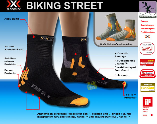 X-Socks Fahrradsocken Radsocken STREET BIKING wasserabweisend Gr.35-38
