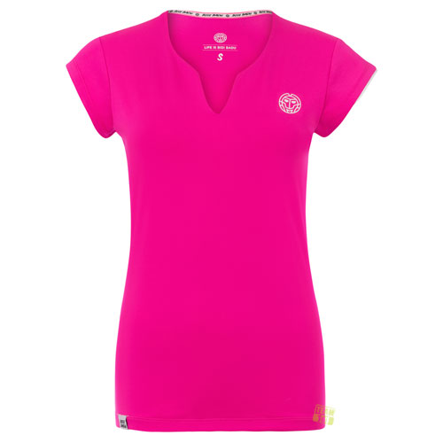 Bidi Badu Damen Tennisshirt T-Shirt V-Neck BELLA pink