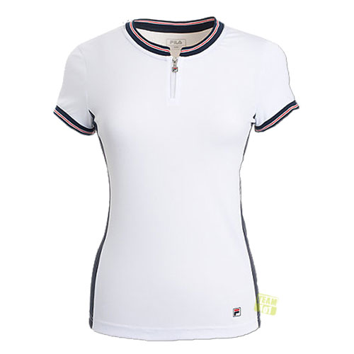 Fila Damen Zip Shirt Tennisshirt Sportshirt Trainingsshirt SOLA weiß