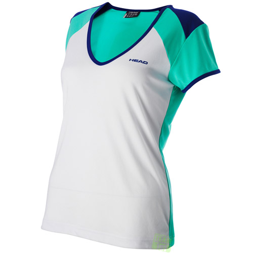Head Damen Tennisshirt Victoria V-Neck T-Shirt weiß / blau