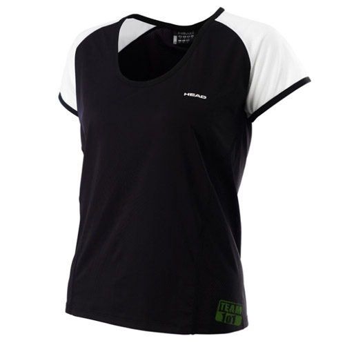 Head Damen Tennisshirt Flux T-Shirt V-Neck schwarz / weiß
