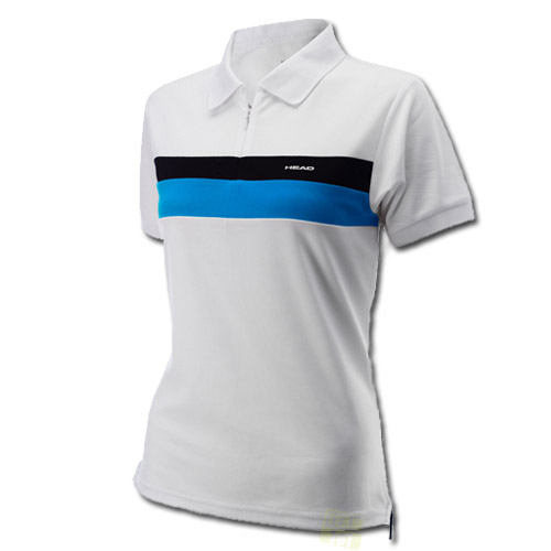 Head Damen Tennishemd Sterry Tennis Poloshirt m. Reissverschluß weiß / blau