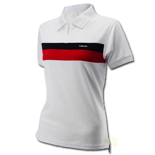 Head Damen Tennishemd Sterry Poloshirt Zip weiß / rot / schwarz