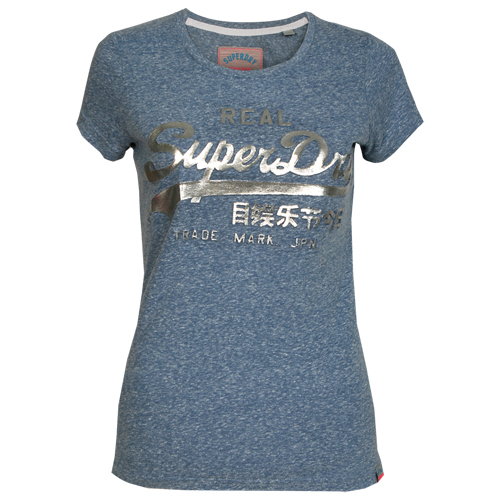 Superdry Damen T-Shirt VINTAGE LOGO EMBOSSED FOIL TEE hellblau