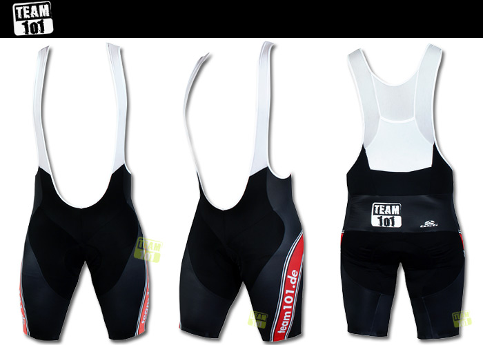 TEAM 101 Fahrrad Trägerhose Radhose mit Trägern BIB schwarz rot
